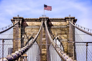 Brooklyn Bridge with Flag by Bill Carson Photography art print