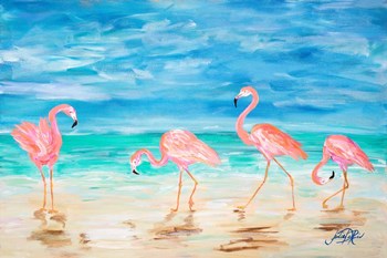 Flamingo Beach by Julie DeRice art print