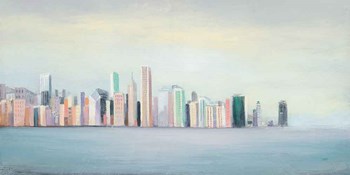 New York Skyline Blue Crop by Julia Purinton art print
