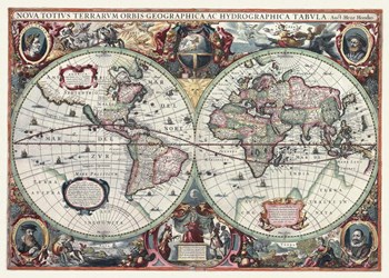 Nova Totius Terrarum Orbis Tabula by Hendrik Hondius art print