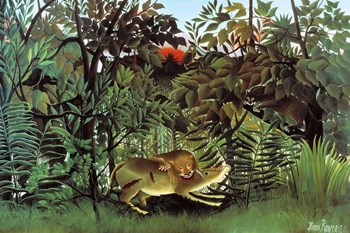 The Hungry Lion by Henri Rousseau art print
