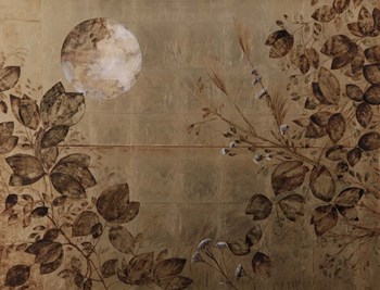 Pannello Dorato Con Foglie by Guido Borelli art print