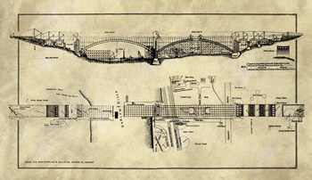 George Washington Bridge Blueprint Industrial Farmhouse by Tina Lavoie art print