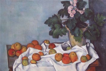 Still Life with Apples and a Pot of Primroses by Paul Cezanne art print