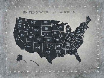 Riveting USA Map by James Wiens art print