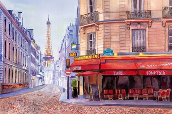 Paris Cafe w/Eiffel by Bannarot art print