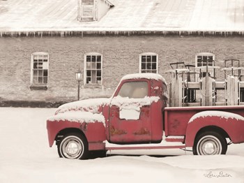 Old Sled Works Red Truck by Lori Deiter art print