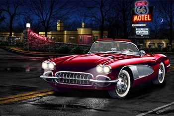 Red Vette 66 by Yellow Caf&#233; art print
