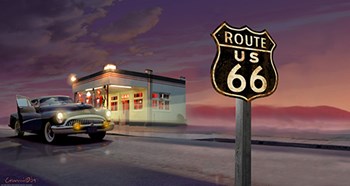 Route 66 by Yellow Caf&#233; art print