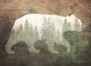 Green Forest Bear Silhouette by Bluebird Barn art print