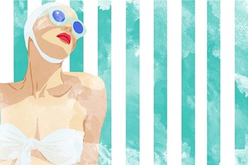 Bathing Beauty on Teal Towel by Jen Bucheli art print