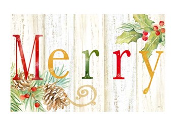Merry Whitewash Wood sign by Cynthia Coulter art print