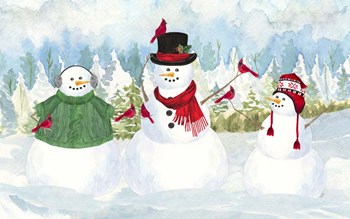 Snowman Christmas landscape by Tara Reed art print
