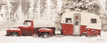 Christmas Camper with Bike by Lori Deiter art print