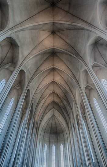 Iceland, Reykjavik, Ribbed Vaults In The Modern Cathedral Of Hallgrimskirkja by Mark Williford / DanitaDelimont art print