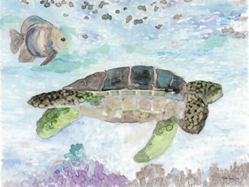 Swimming Sea Turtle by Stellar Design Studio art print