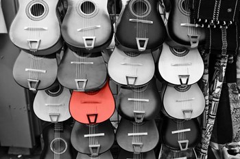 Colorful Guitars At A Market Stall, Olvera Street, Downtown Los Angeles by Panoramic Images art print