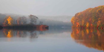 Early Fall Morning at the Lake by Michael Cahill art print