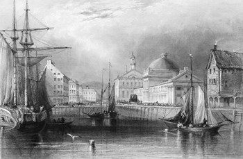 Skyline Boston Massachusetts From Waterfront Showing Fanueil Hall Engraving By T. A. Prior From Bartlett by Vintage Images art print