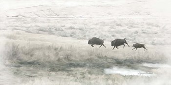 Buffalo Stampede by Ramona Murdock art print