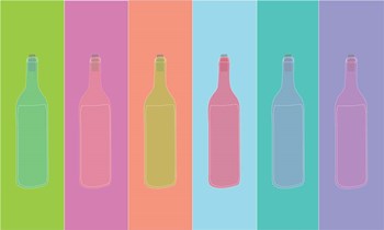 Colorful Mod Wine Bottles by Jen Bucheli art print