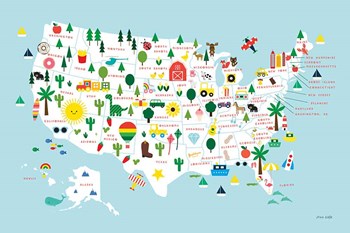Fun USA Map by Ann Kelle art print