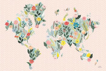 Wild Garden World Blush by Laura Marshall art print