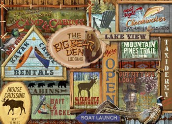 Lodge Sign Collage by Art Licensing Studio art print