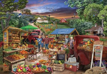 Red Trucks Farm Market by Bigelow Illustrations art print