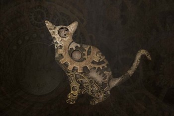 Steampunk Cat by Lori Hutchison art print