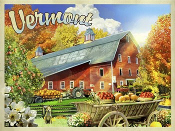 Vermont Foliage Farm by Old Red Truck art print