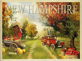 New Hampshire Orchard by Old Red Truck art print