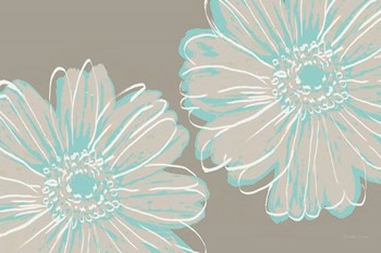 Flower Pop Sketch II-Blue and Taupe by Marie-Elaine Cusson art print