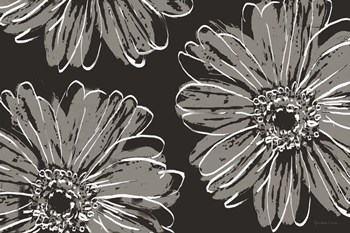 Flower Pop Sketch VII-Black BG by Marie-Elaine Cusson art print