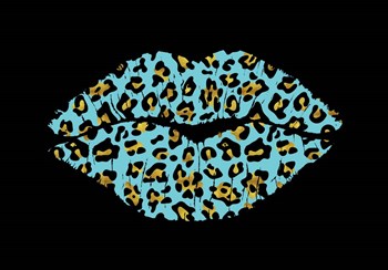 Aqua Leopard Lips by Tina Lavoie art print