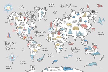 World Map Pastel by Farida Zaman art print