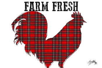 Farm Fresh Plaid Rooster by Elizabeth Medley art print