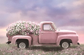 Pink Floral Truck by Lori Deiter art print