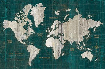 Old World Map Teal by Wild Apple Portfolio art print