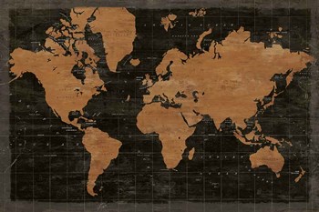 Map of the World Industrial No Words by Sue Schlabach art print