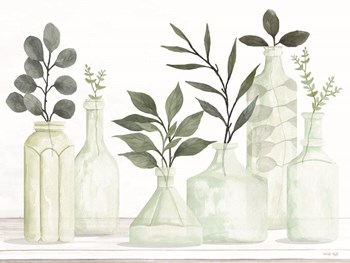 Bottles and Greenery II by Cindy Jacobs art print