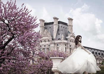 Young Woman at the Chateau de Chambord by Haute Photo Collection art print