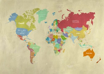 Modern Map of the World by Joannoo art print