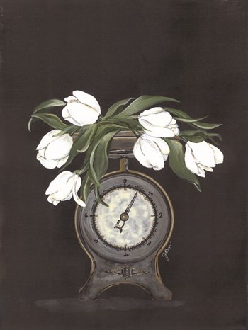 Vintage Scale with Tulips by Julie Norkus art print