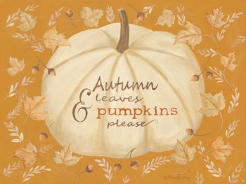 Autumn Leaves &amp; Pumpkin by Pam Britton art print