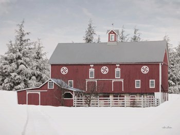 Red Barn in the Pines by Lori Deiter art print