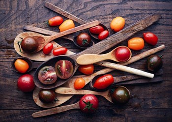 Spoons &amp; tomatoes by Aleksandrova Karina art print