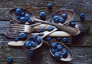 Spoons &amp; Blueberry by Aleksandrova Karina art print