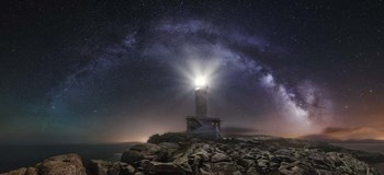 Lighthouse and Milky Way by Carlos F. Turienzo art print