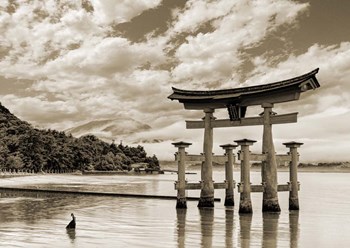 Itsukushima Shrine, Hiroshima, Japan (BW) by Pangea Images art print